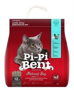 Наполнитель Комкующийся " Pi-Pi Bent" Морской бриз, 5кг/12 л (для туалета кошек) - фото 5563