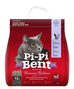 Наполнитель Комкующийся " Pi-Pi Bent" Нежный прованс, 5кг/12 л (для туалета кошек) - фото 5564