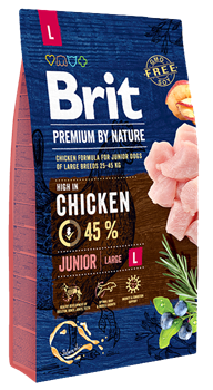 Сухой корм "Brit Premium by Nature" Junior L с Курицей 15 кг (для молодых собак крупных пород) - фото 5802