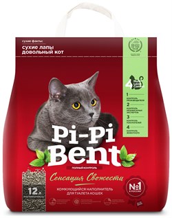 Наполнитель Комкующийся " Pi-Pi Bent" Сенсация свежести, 5кг/12 л (для туалета кошек) - фото 5565