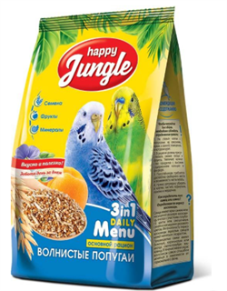 Корм HAPPY JUNGLE для волнистых попугаев 500 г - фото 5729