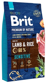 Сухой корм "Brit Premium by Nature" Ягненок с рисом, 15 кг (для собак с чувст. пищеварением) - фото 5786