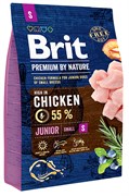 Сухой корм "Brit Premium by Nature" Junior S, с Курицей, 3 кг (для молодых собак мелких пород)