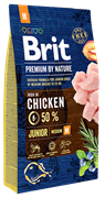 Сухой корм "Brit Premium by Nature" Junior M, с Курицей, 15 кг (для молодых собак средних пород)
