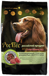 Сухой корм для взрослых собак всех пород супер премиум класса РосПёс (телятина с овощами)